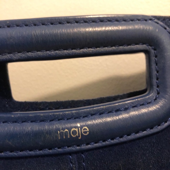 Maje Blue Crossbody Fringe M Bag  Suede Bag as Seen on Emily in Paris - Picture 3 of 5